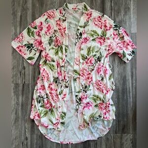 Show Me Your Mumu White Pink Roses Kimono
